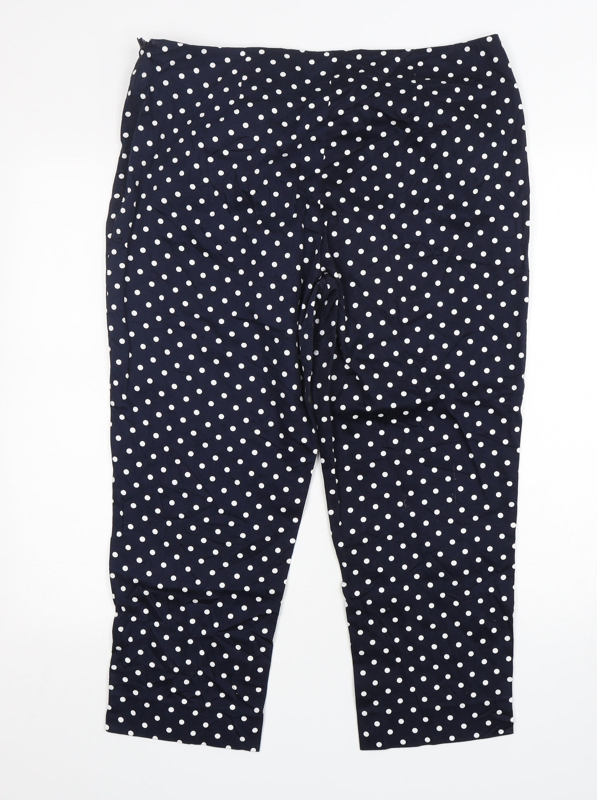 Artigiano Womens Blue Polka Dot Cotton Cropped Trousers Size 36 in L24 in Regular Zip