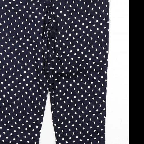 Artigiano Womens Blue Polka Dot Cotton Cropped Trousers Size 36 in L24 in Regular Zip