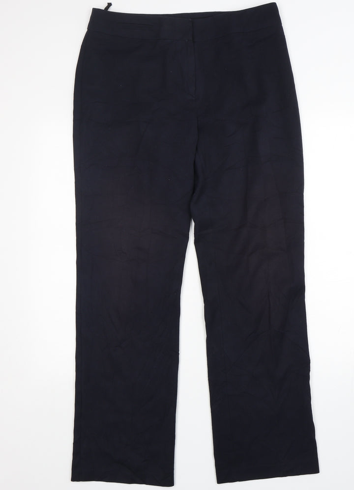 Marks and Spencer Womens Blue  Polyester Trousers  Size 12 L31 in Regular Zip