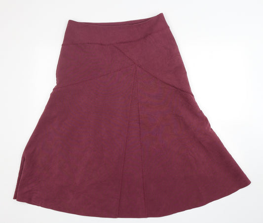 Front view of BHS women’s purple polyester a-line skirt, size UK 12, zip