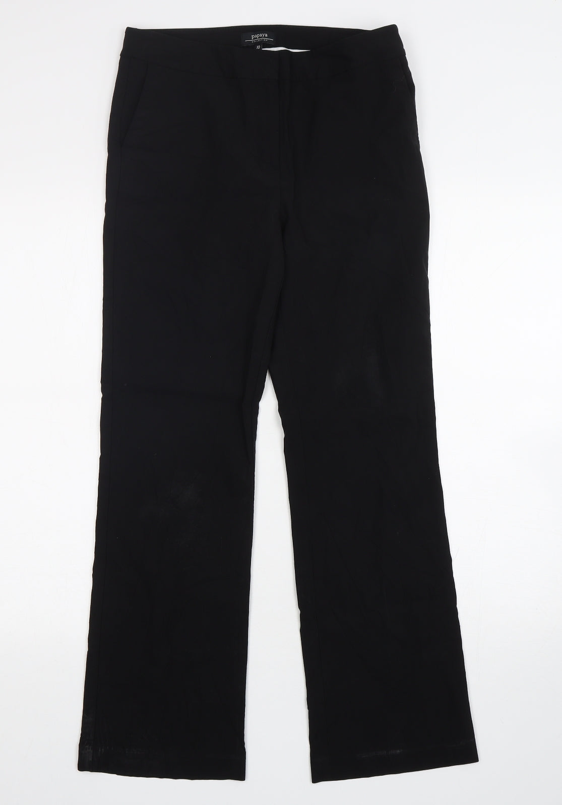 Papaya Womens Black  Viscose Trousers  Size 10 L28 in Regular Zip