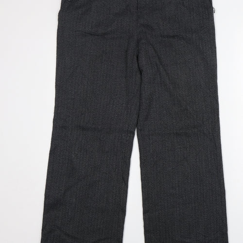 TU Womens Grey Herringbone Polyester Trousers  Size 12 L30 in Regular Zip