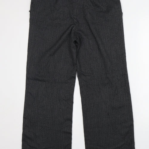 TU Womens Grey Herringbone Polyester Trousers  Size 12 L30 in Regular Zip