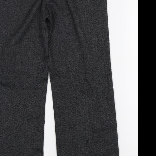 TU Womens Grey Herringbone Polyester Trousers  Size 12 L30 in Regular Zip