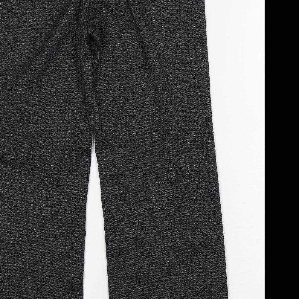 TU Womens Grey Herringbone Polyester Trousers  Size 12 L30 in Regular Zip