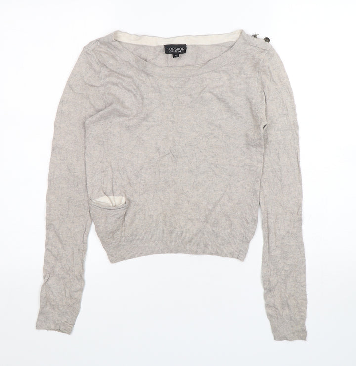 Topshop Womens Beige Round Neck  Viscose Pullover Jumper Size 6