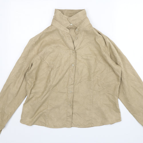 Marks and Spencer Womens Beige  Polyester Basic Button-Up Size 18 Collared