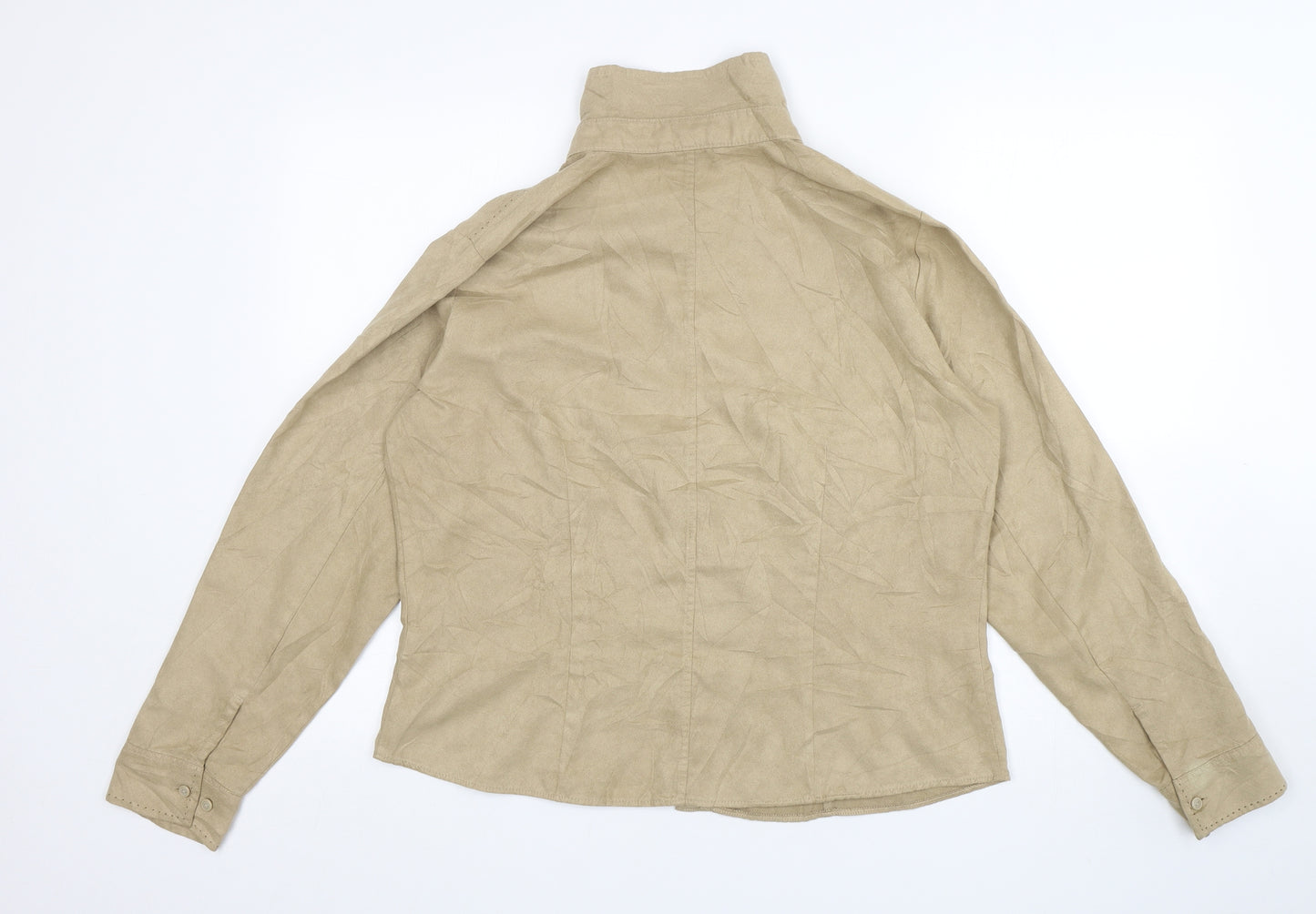 Marks and Spencer Womens Beige  Polyester Basic Button-Up Size 18 Collared
