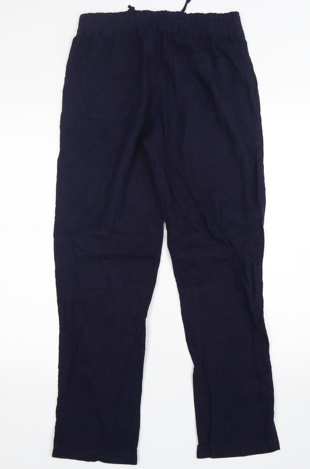 F&F Womens Blue  Linen Trousers  Size 8 L29 in Regular Drawstring