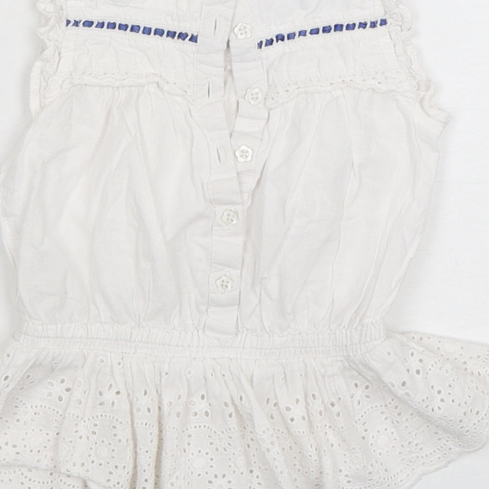 Young Dimensions  Girls White  Cotton A-Line  Size 9-12 Months  Round Neck Pullover