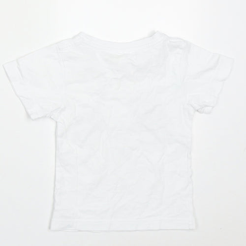 Preworn Boys White  Cotton Basic T-Shirt Size 2 Years Crew Neck Pullover - pisa italia