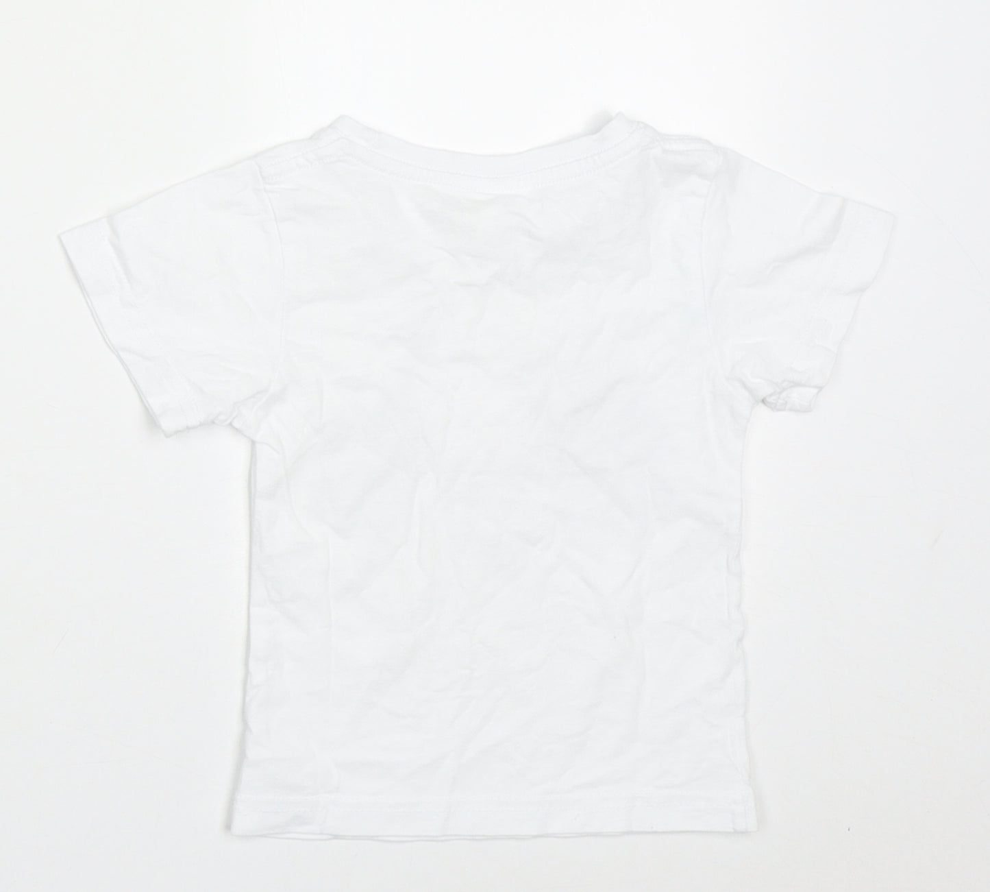 Preworn Boys White  Cotton Basic T-Shirt Size 2 Years Crew Neck Pullover - pisa italia