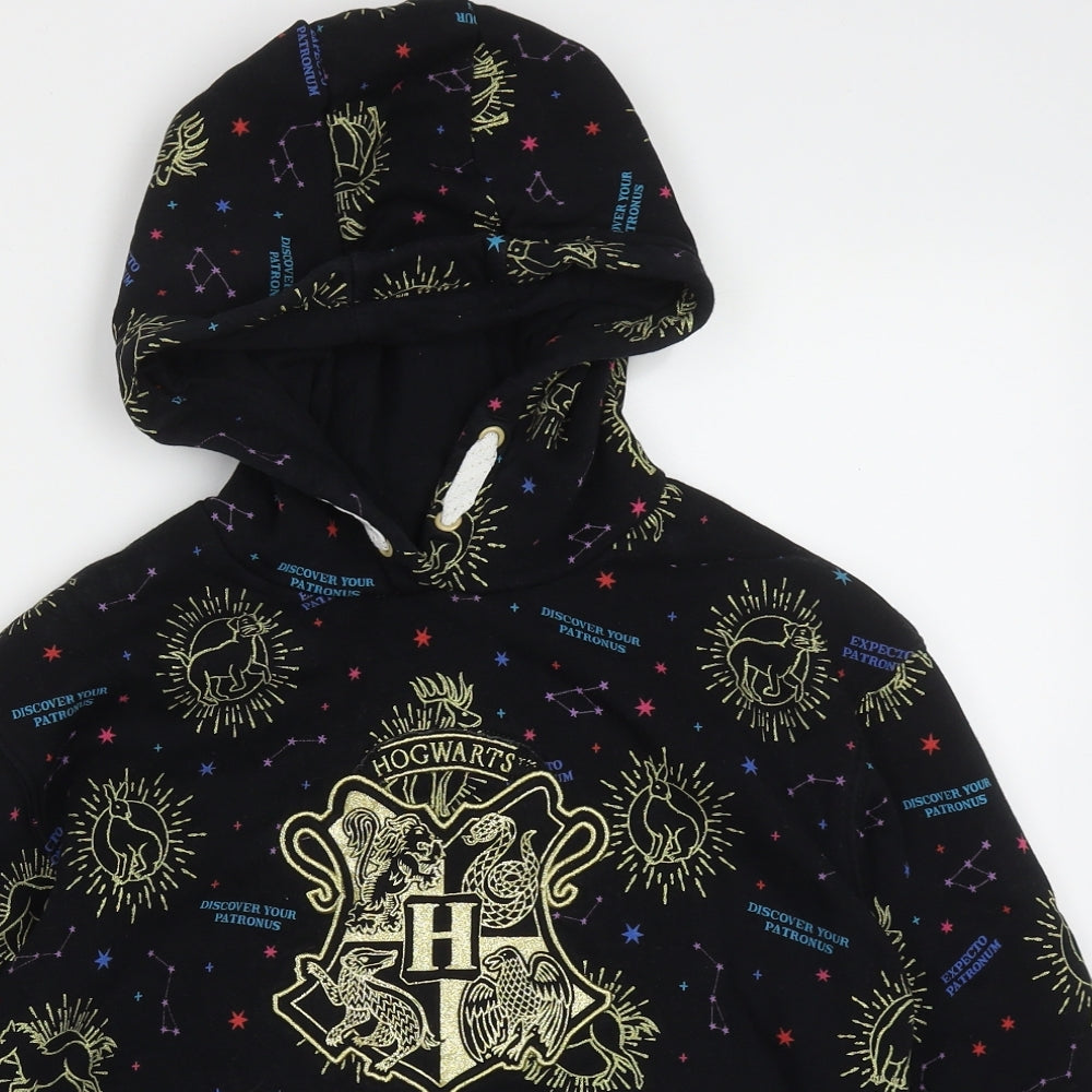 Marks and Spencer Girls Black Geometric Cotton Pullover Hoodie Size 10-11 Years  Pullover - Harry potter