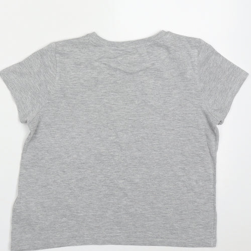 Marks and Spencer Girls Grey  Cotton Basic T-Shirt Size 11-12 Years Crew Neck Pullover - friends