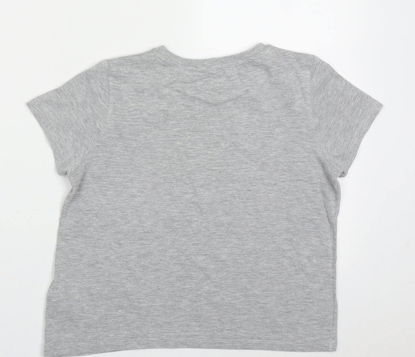 Marks and Spencer Girls Grey  Cotton Basic T-Shirt Size 11-12 Years Crew Neck Pullover - friends