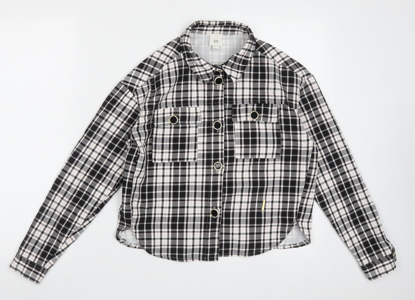 River Island Girls Black Check  Jacket  Size 11-12 Years  Button