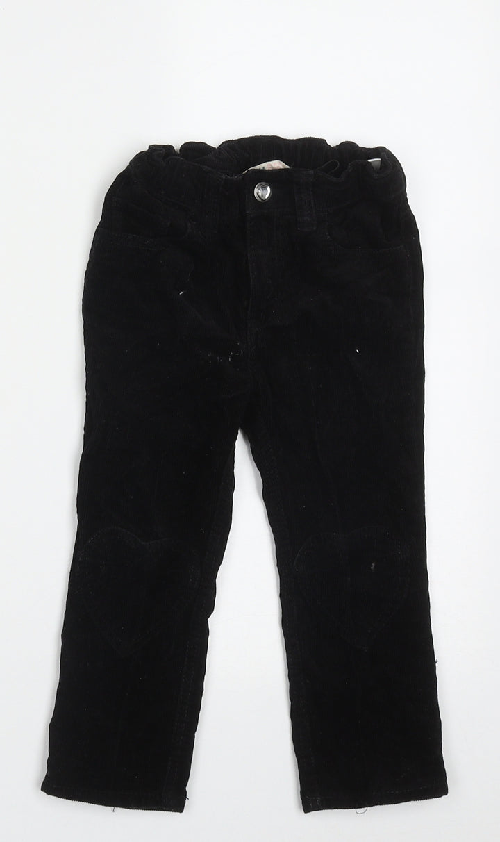 H&M Girls Black Cotton Capri Trousers Size 2 Years Regular Button