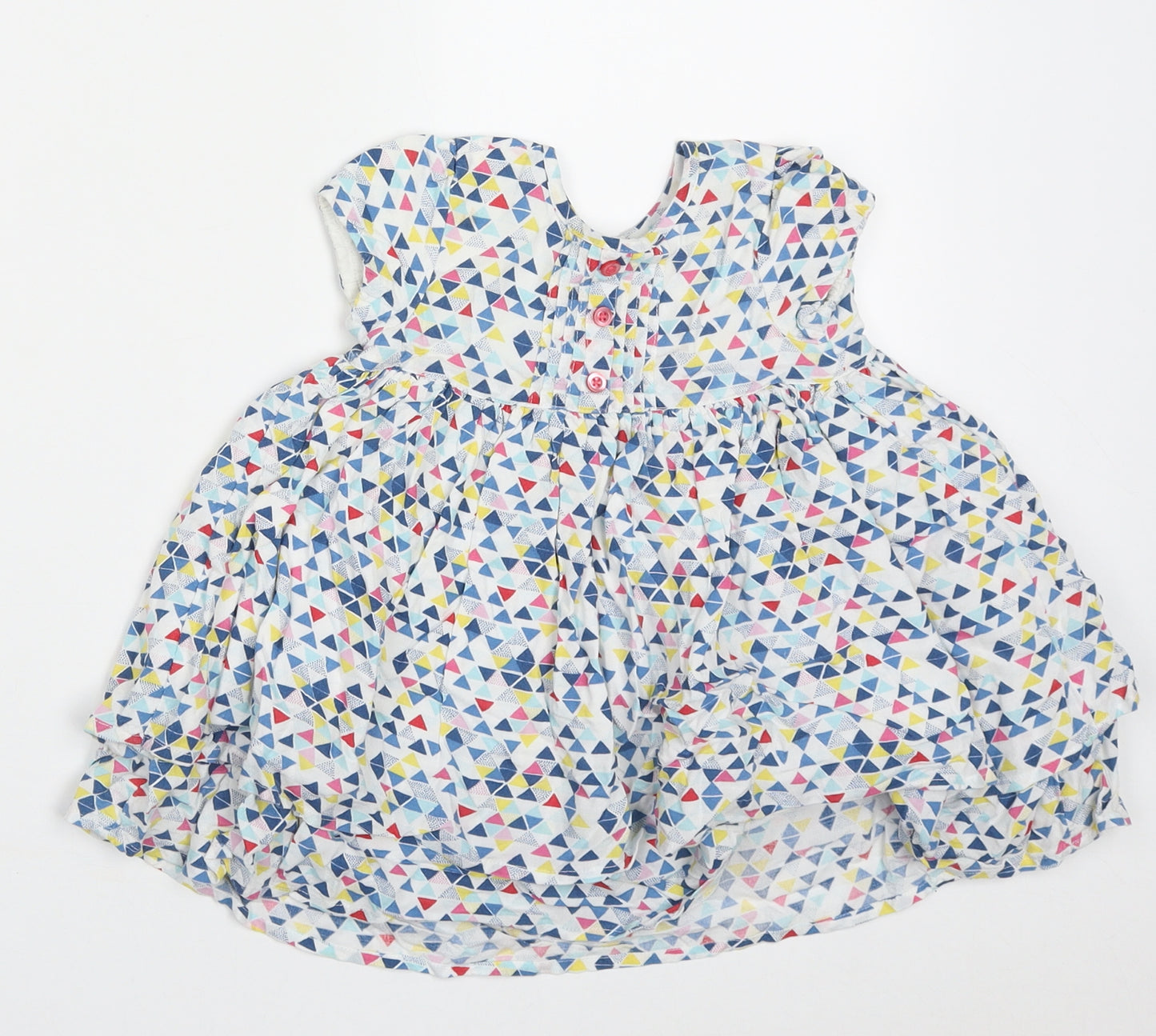 BHS Girls Multicoloured Geometric Viscose A-Line  Size 9-12 Months  Crew Neck Button