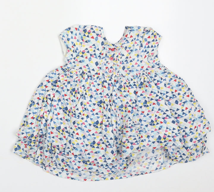 BHS Girls Multicoloured Geometric Viscose A-Line Size 9-12 Months Crew Neck Button
