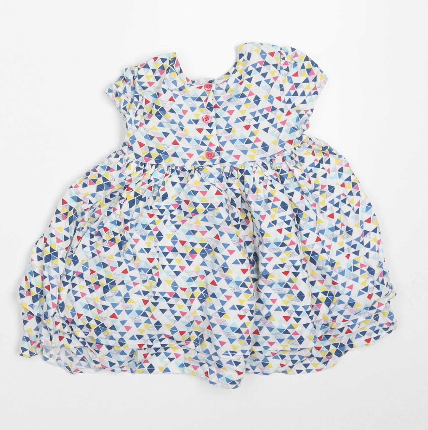 BHS Girls Multicoloured Geometric Viscose A-Line  Size 9-12 Months  Crew Neck Button