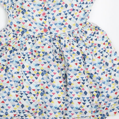 BHS Girls Multicoloured Geometric Viscose A-Line  Size 9-12 Months  Crew Neck Button