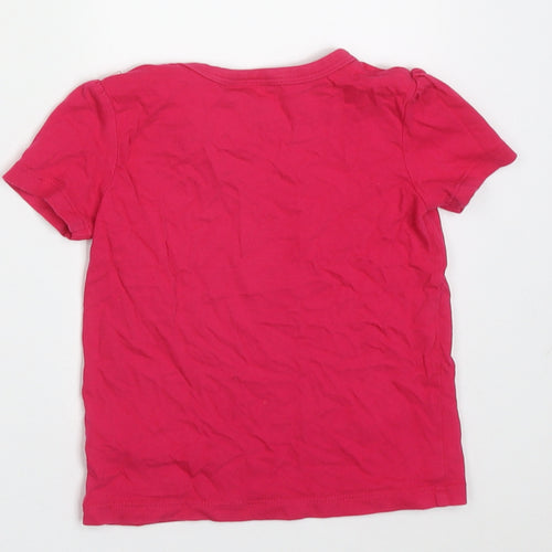 F&F Girls Pink  Cotton Basic T-Shirt Size 9-12 Months Crew Neck Button
