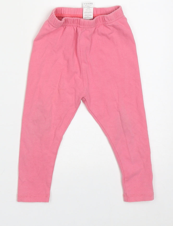 TU Girls Pink  Cotton Capri Trousers Size 2 Years  Regular Pullover