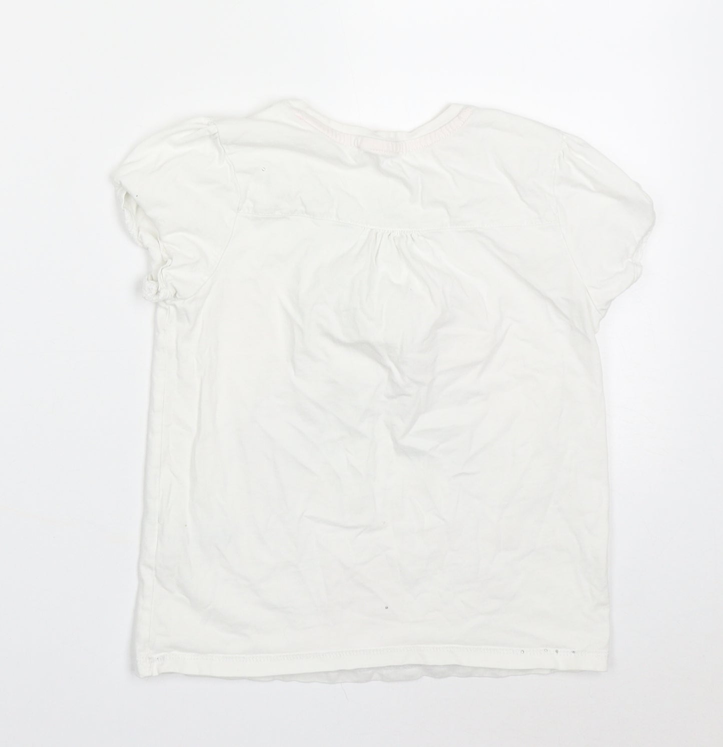 George Girls White  Cotton Basic T-Shirt Size 7-8 Years Crew Neck Pullover