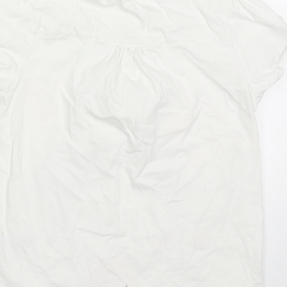 George Girls White  Cotton Basic T-Shirt Size 7-8 Years Crew Neck Pullover