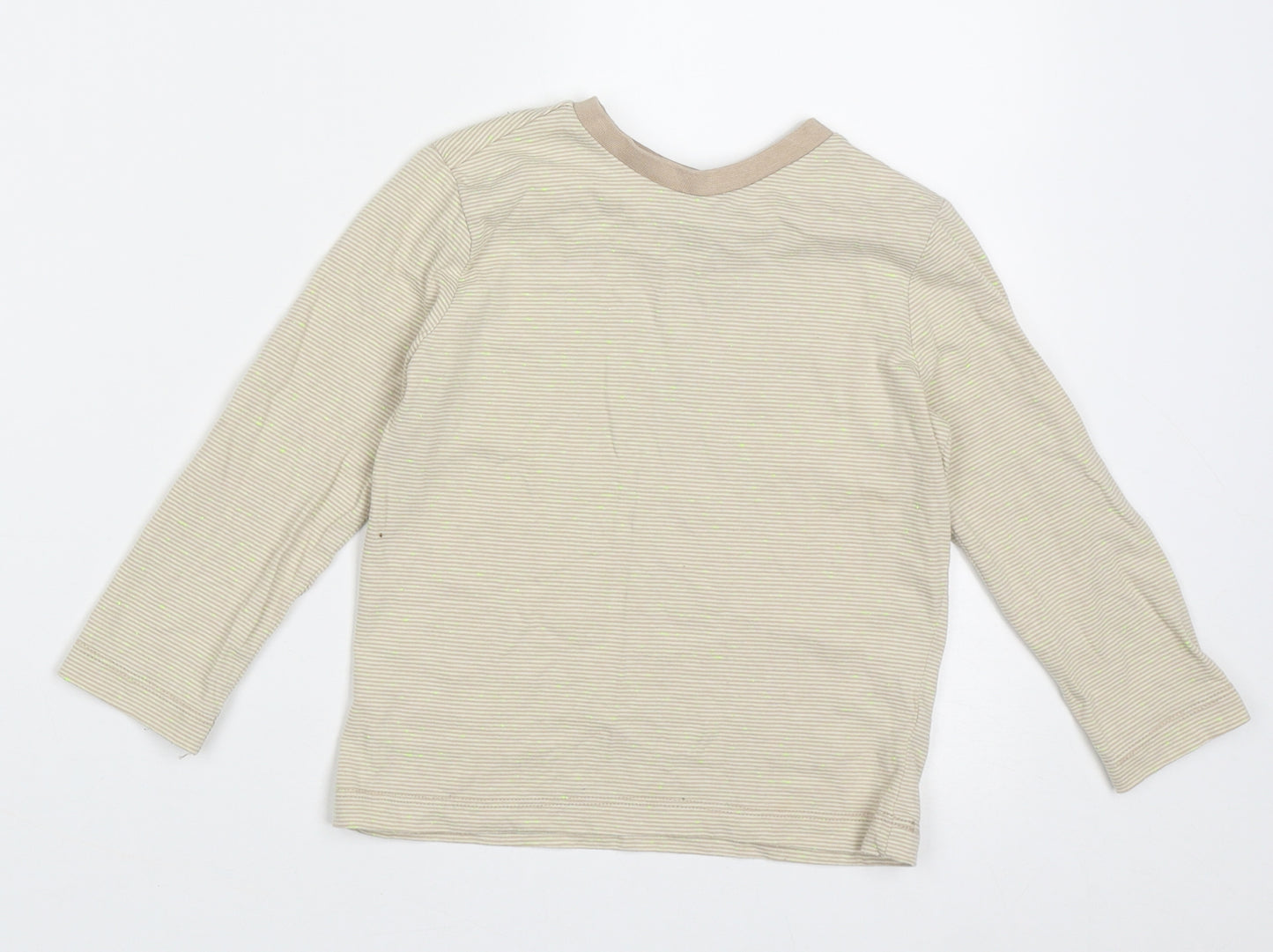 F&F Boys Beige Striped Cotton  Casual Size 3-4 Years Crew Neck Pullover