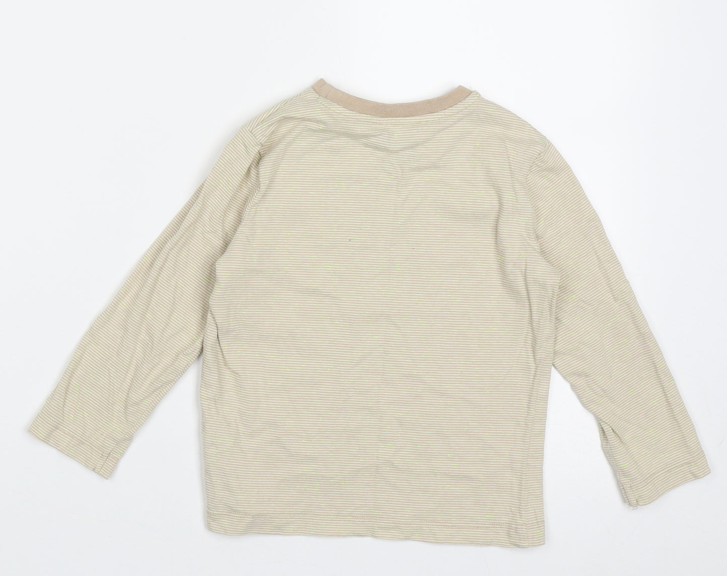 F&F Boys Beige Striped Cotton  Casual Size 3-4 Years Crew Neck Pullover