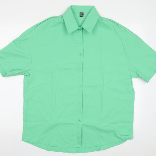 SheIn Womens Green  Polyester Basic Button-Up Size M Collared