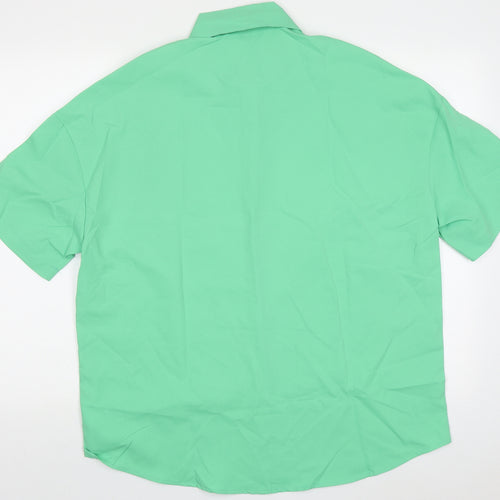 SheIn Womens Green  Polyester Basic Button-Up Size M Collared