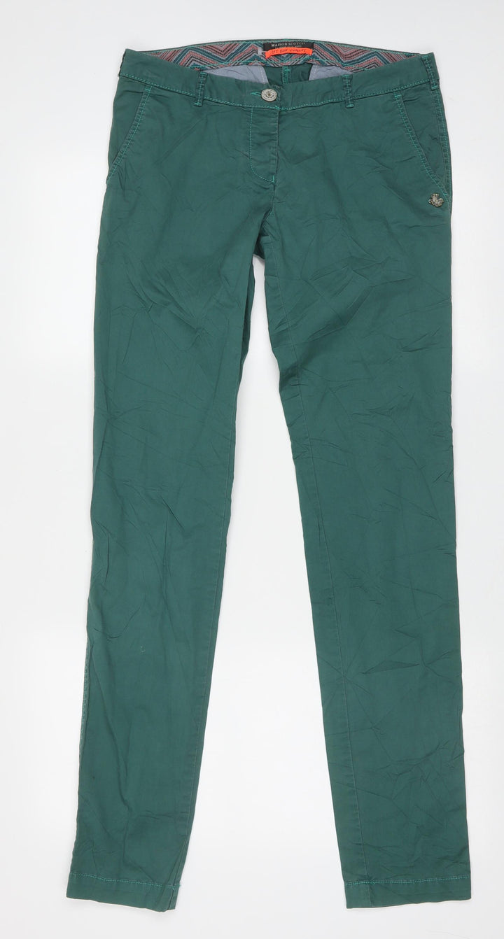 Maison Scotch Mens Green Cotton Trousers Size 27 L34 in Slim Button