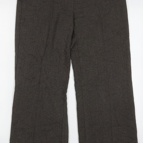 Marks and Spencer Womens Brown  Polyester Trousers  Size 12 L30 in Regular Hook & Eye
