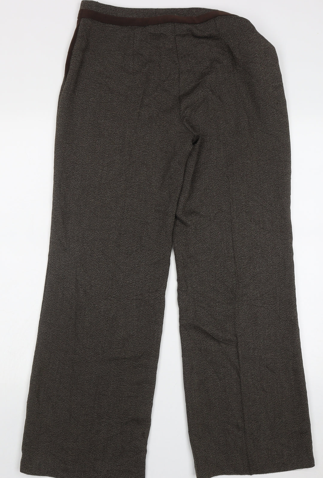 Marks and Spencer Womens Brown  Polyester Trousers  Size 12 L30 in Regular Hook & Eye