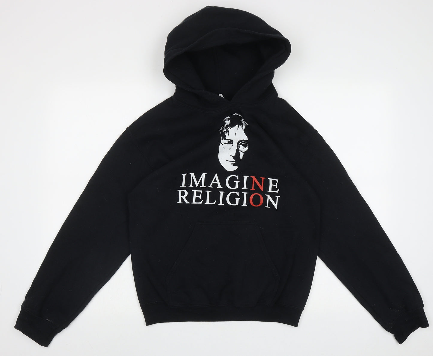 Gildan Mens Black  Cotton Pullover Hoodie Size S   - imagine religion