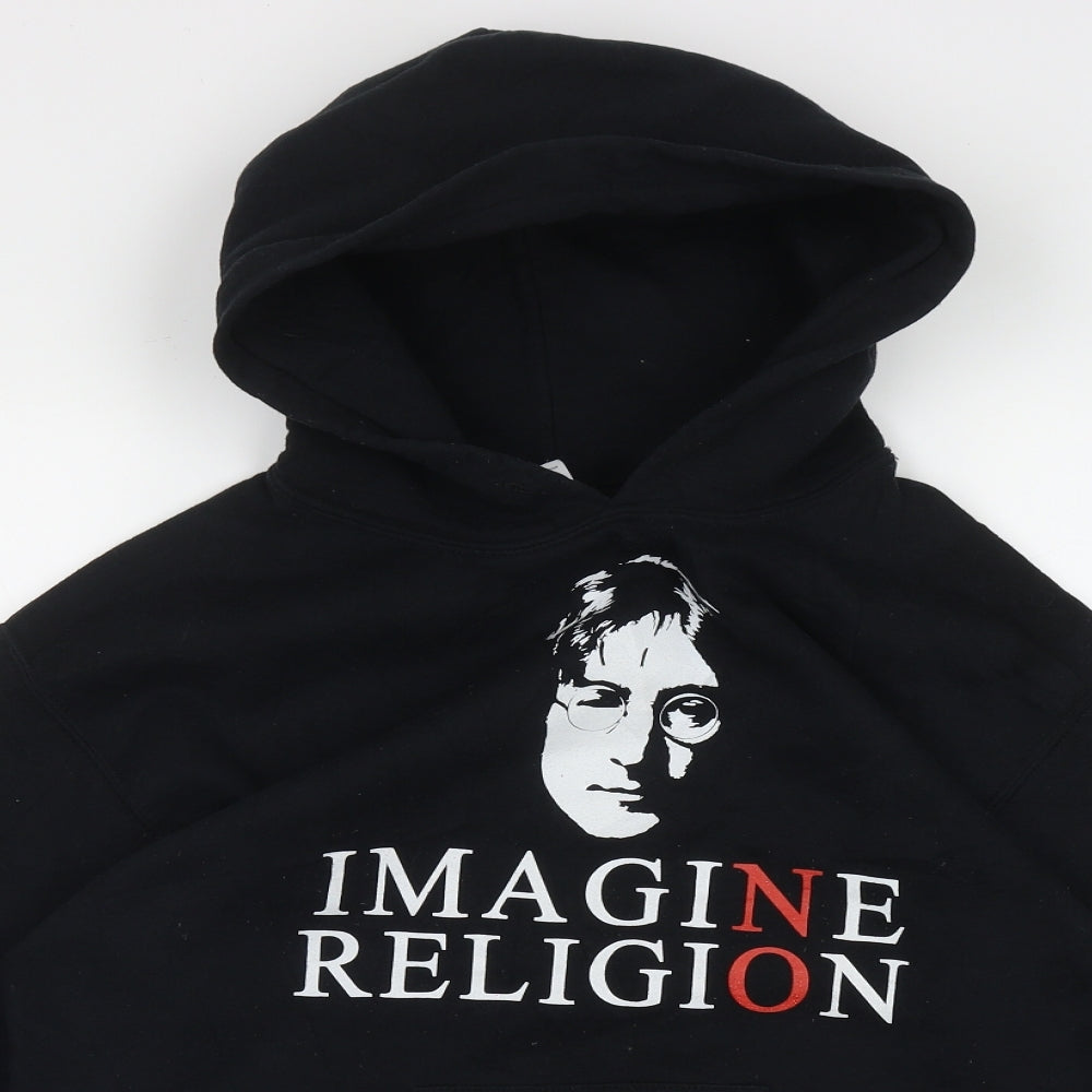 Gildan Mens Black  Cotton Pullover Hoodie Size S   - imagine religion