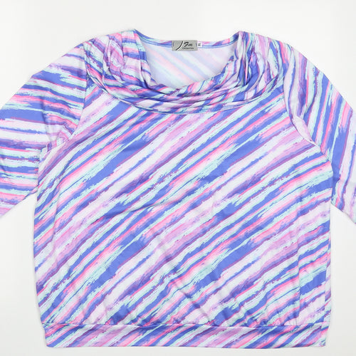 FM Collection Womens Multicoloured Geometric Polyester Camisole T-Shirt Size XL Roll Neck - Padded Shoulders