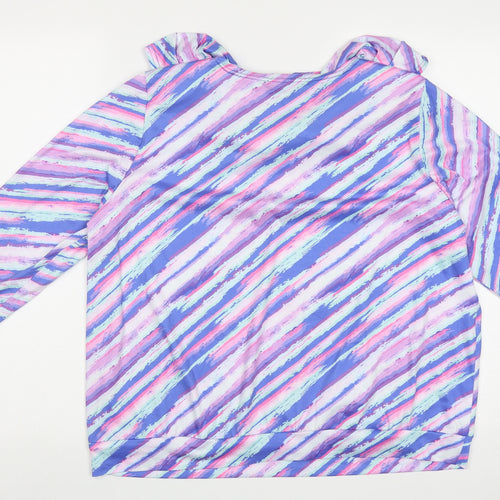 FM Collection Womens Multicoloured Geometric Polyester Camisole T-Shirt Size XL Roll Neck - Padded Shoulders