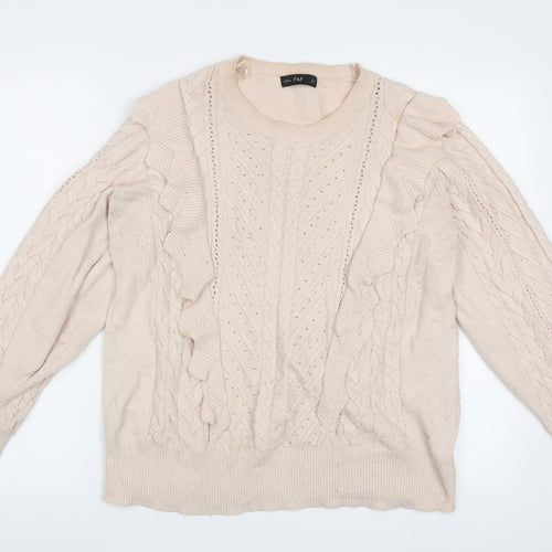 F&F Womens Pink Crew Neck Geometric Viscose Pullover Jumper Size 16