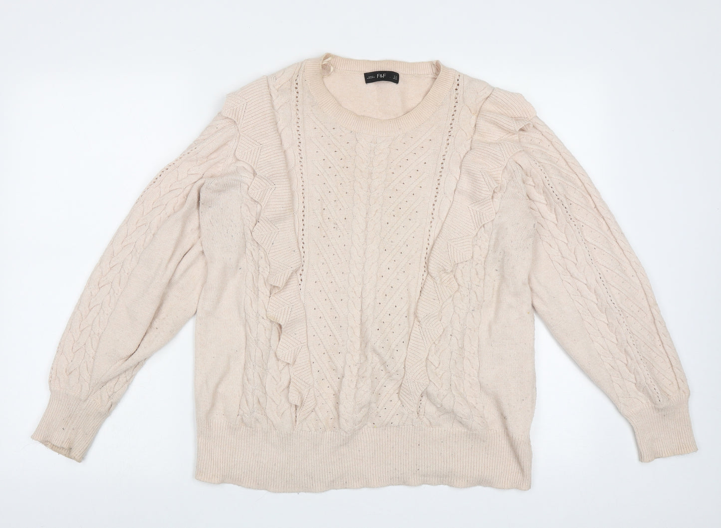 F&F Womens Pink Crew Neck Geometric Viscose Pullover Jumper Size 16