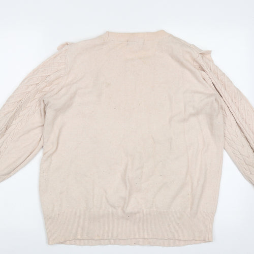 F&F Womens Pink Crew Neck Geometric Viscose Pullover Jumper Size 16