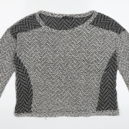 Atmosphere Womens Grey Boat Neck Geometric Acrylic Pullover Jumper Size 16