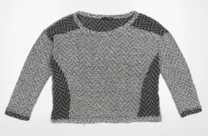 Atmosphere Womens Grey Boat Neck Geometric Acrylic Pullover Jumper Size 16