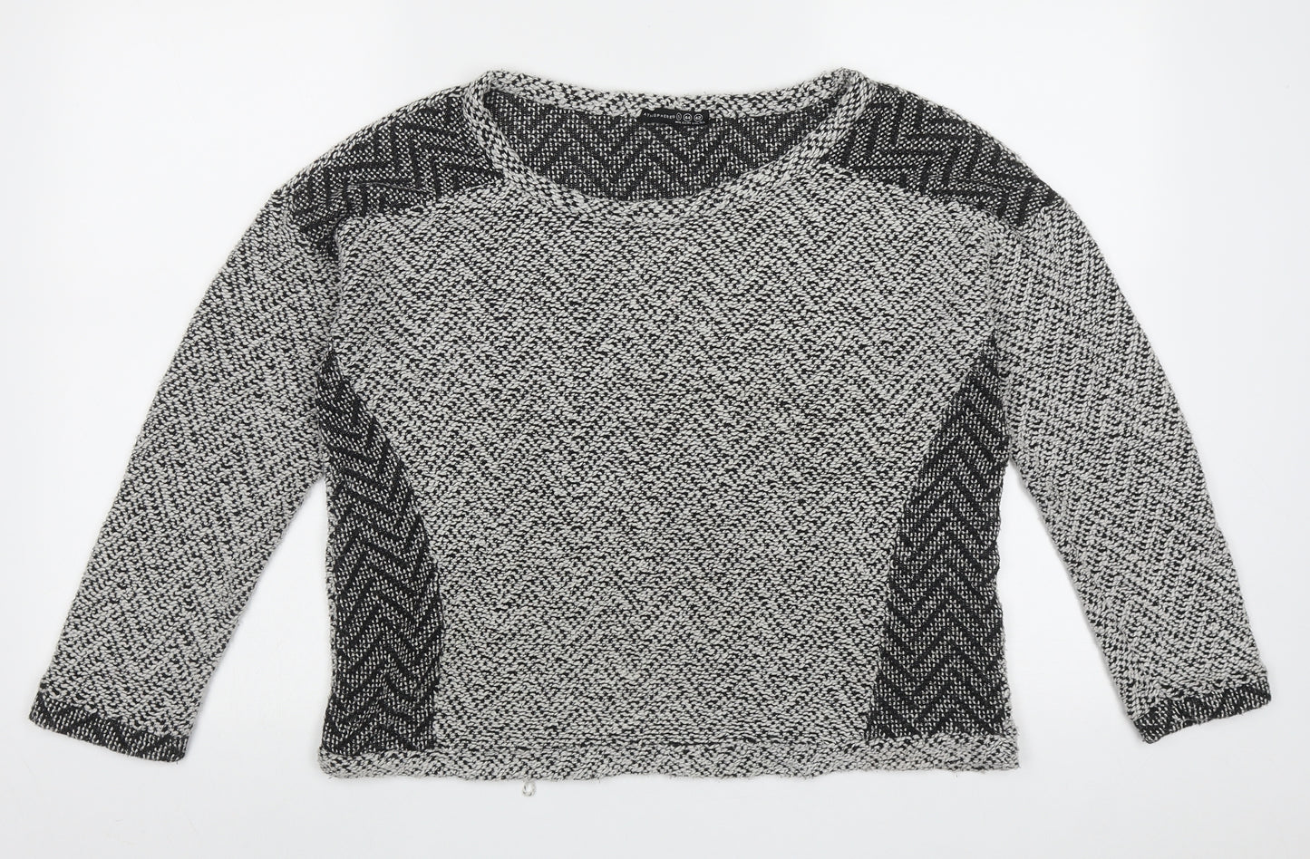 Atmosphere Womens Grey Boat Neck Geometric Acrylic Pullover Jumper Size 16