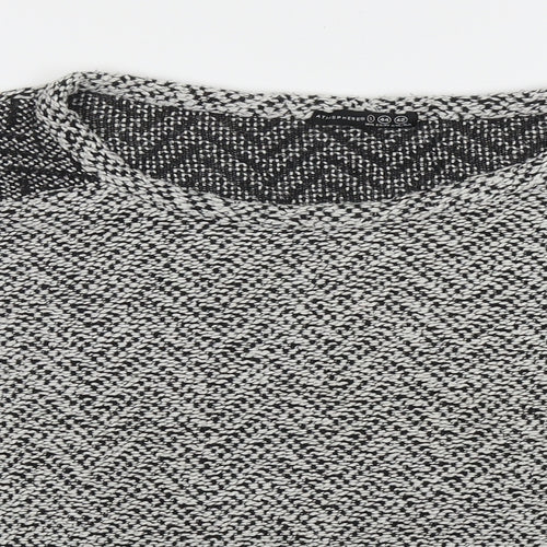 Atmosphere Womens Grey Boat Neck Geometric Acrylic Pullover Jumper Size 16