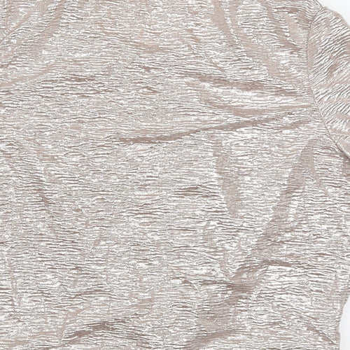 Miss Selfridge Womens Gold  Polyester Cropped T-Shirt Size 6 Crew Neck - rose gold