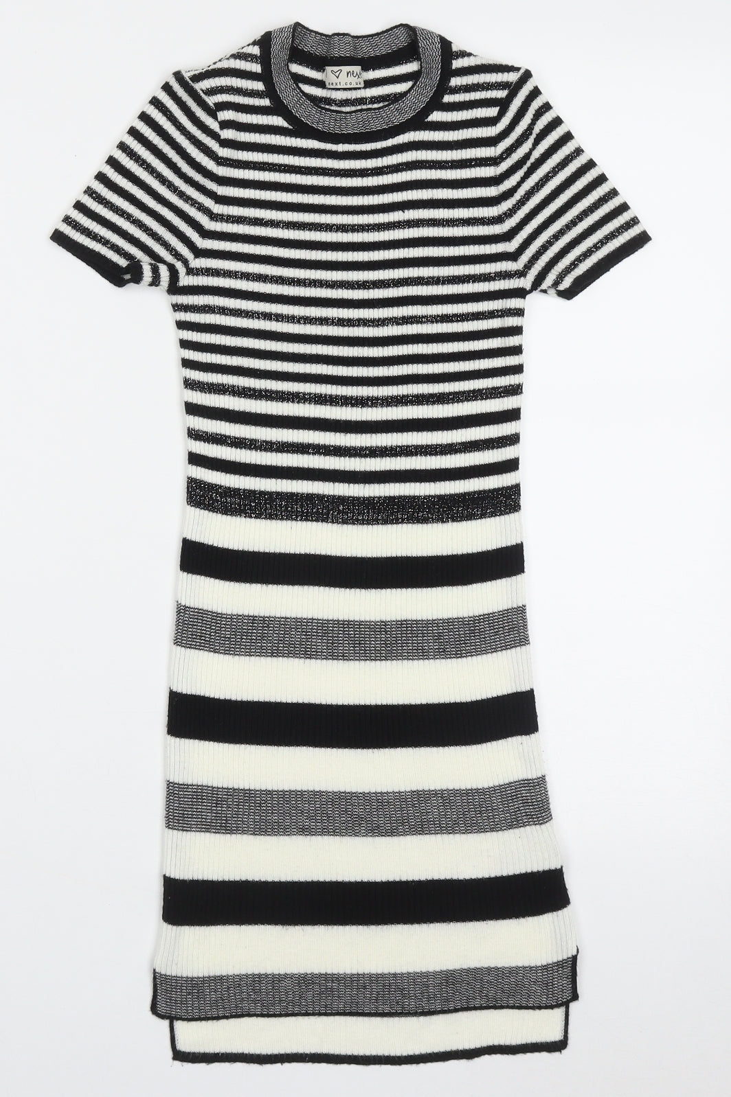 NEXT Girls Black Striped Acrylic A-Line  Size 9 Years  Crew Neck Pullover
