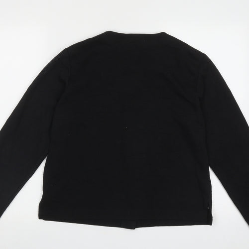 bader  Womens Black Crew Neck  Polyester Cardigan Jumper Size M